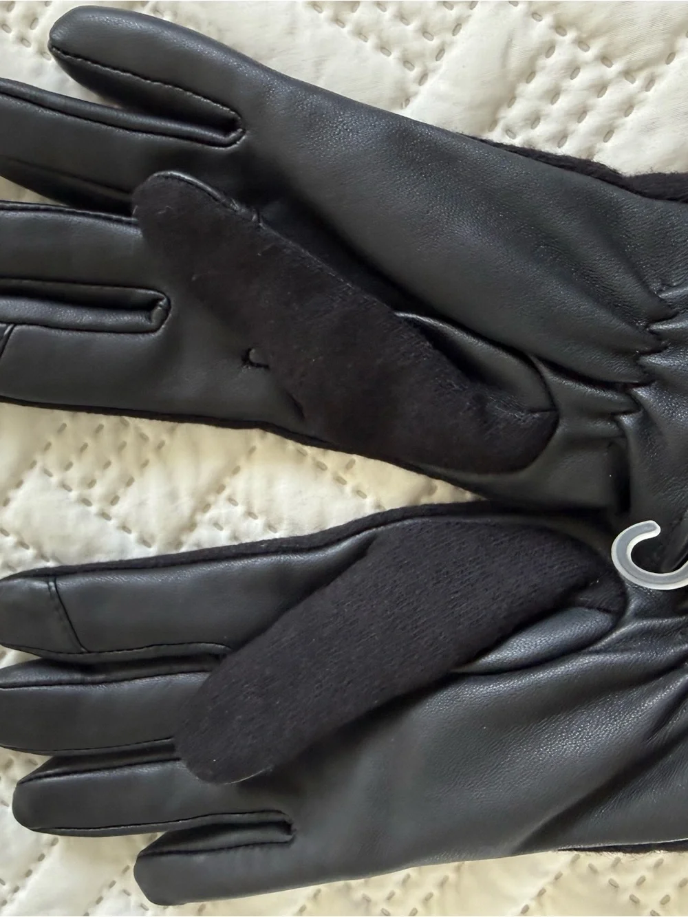 Cole Haan Black Wool-Blend Gloves with Gold Logo